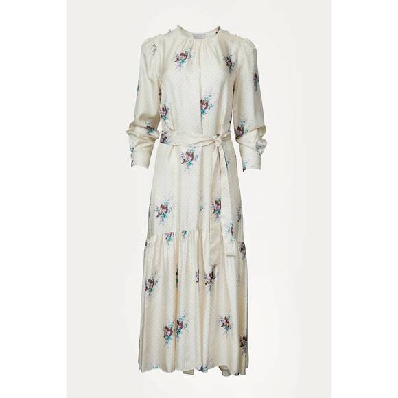 NEW BLACK IRIS the iris floral-print silk maxi dress in ivory - Picture 1 of 1